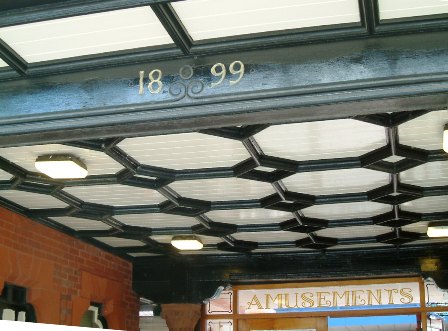 The date '1899' carved into a beam at St.Annes Pier Entrance was uncovered in March 2008 after being hidden since 1963. 