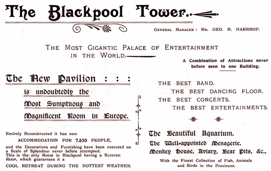 Advert for Blackpool Tower c1899.