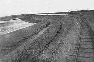 The Fairhaven Estate Railway c1892, running along both banks of shingle which formed the Double Stanner. This is now the Lytham end of Fairhaven Lake.