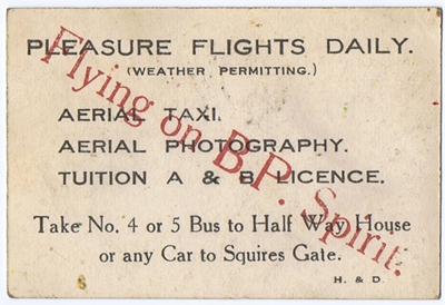 Advert for Lancashire School of Aviation, Clifton Aerodrome, Squires Gate, Blackpool, in the 1930s