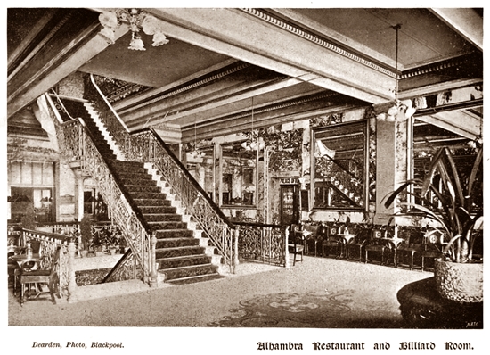 Restaurant & Billiard Room, The Alhambra, Blackpool 1899.