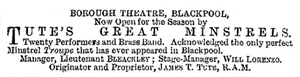 Advert for the Borough Theatre, Blackpool, 1878.