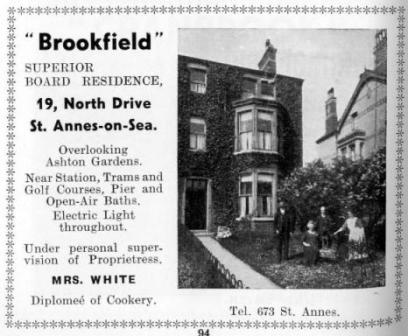 Brookfield Boarding House, 330 Clifton Drive North; an advert from 1934.