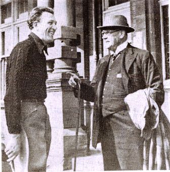 The actor, Carl Brisson chatting with Sir George Mellor.J.P. at the Grand Hotel, St.Annes, in 1938.