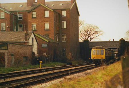 Train passing under The Crescent, St.Annes c1980