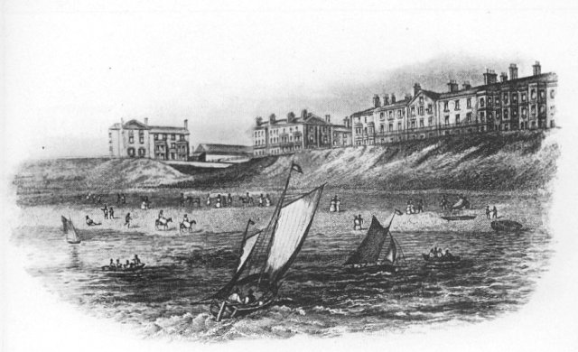 Blackpool in the 1850s with Dickson's Hotel (now Butlins Metropole) to the left & Queen Street (centre).