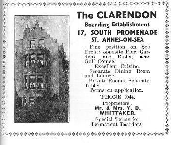 Advert for The Clarendon Hotel, St.Annes, 1934.