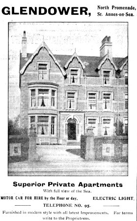 The Glendower Superior Private Apartments, St.Annes 1909.