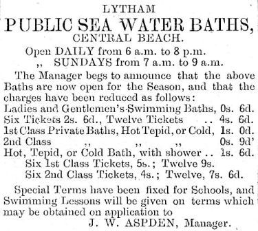 Advert for Lytham Baths from 1904.