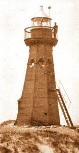 Lytham Lighthouse in the sand dunes (now the corner of Lightburne Avenue and Riley Avenue.