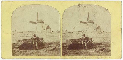 An 1850s Ogle and Edge stereoview of Lytham Windmill and Lifeboat House.
