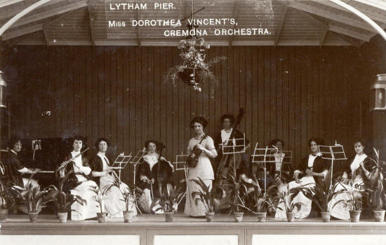 Dorothea Vincent's Ladies Cremona Orchestra, The Floral Hall, Lytham Pier, 1910.