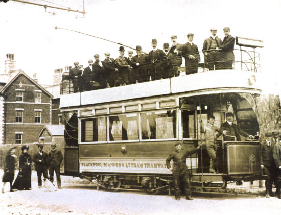 Blackpool, St.Annes & Lytham Tramways electric car no.6 at the junction of Clifton Drive and St.Annes Road West, 1903.