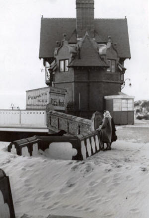 Blown sand by St.Annes pier, 1949.