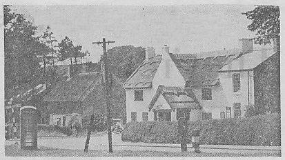Weeton—looking across the village green to the Eagle and Child before this week's fire which destroyed the thatched roof.