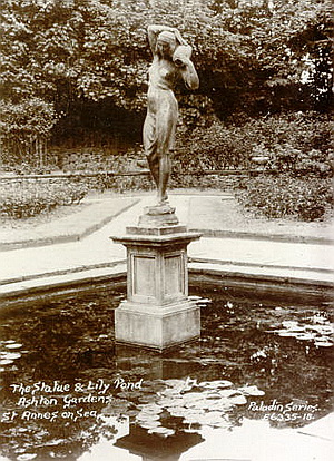 The Statue & Lilly Pond, Ashton Gardens in the 1920s.
