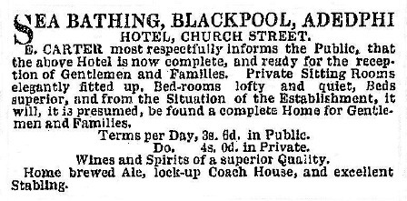 Adelphi Hotel Blackpool, 1838.