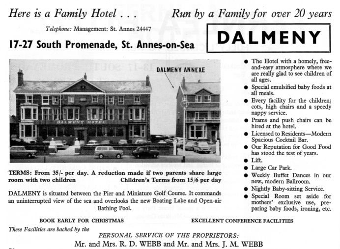 Advert for the Dalmeny Hotel from 1967.