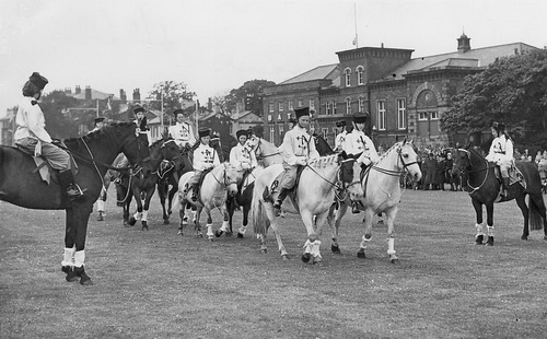 Fylde Pony Club's 'Musical Ride' through Lytham, 1953.