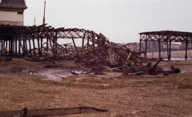 The demolition of the pierhead, St.Annes Pier, in 1984.