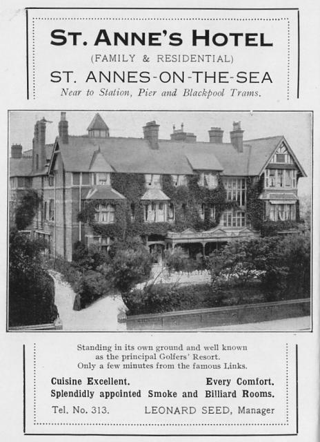 Advert for the St.Annes Hotel from 1924.